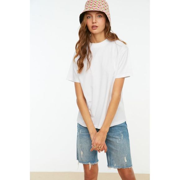 NWT Trendyol Women Regular Standing collar Knit T-Shirt - Picture 1 of 9